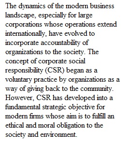 Essay - Corporate Social Responsibility